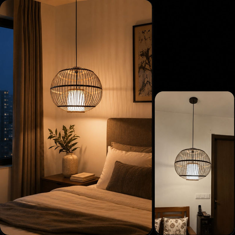 Jharokha P-01 | Handwoven Bamboo Pendant Lamp