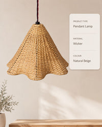 Shamiana P-03 | Scalloped Rattan Pendant Lamp — view 3